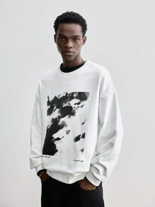 Maija Sudadera holgada de cuello redondo de manga larga con estampado jaspeado para hombre, adecuada para Año Nuevo, fiestas navideñas, Navidad, viajes diarios, invierno