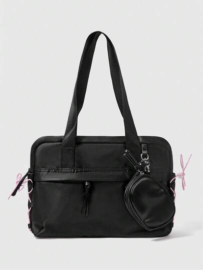 Kawaii Bolso de tela con cierre de cremallera y gran capacidad, organizador de uso casual diario