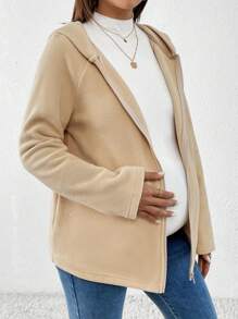 SHEIN Manteau de maternité 3 en 1 avec garniture bouclée et capuche kangourou, veste matelassée chaude et vêtement d'extérieur pour femmes enceintes, automne/hiver