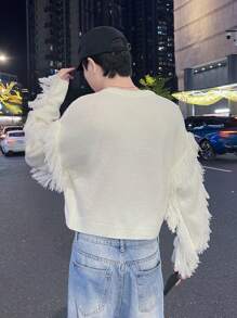 Claim Dot Jersey de cuello redondo de unicolor para hombre, uso diario casual y con estilo