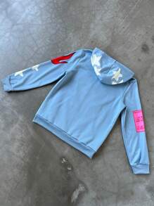 Manfinity EMRG 男士前拉链长袖口袋休闲连帽衫，日常穿着 - 藍色 - 查看 2