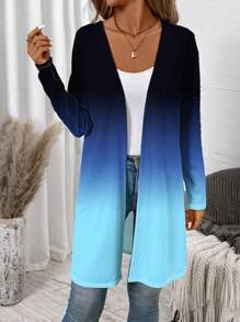 EMERY ROSE Casual Minimalist Ombre Pattern Women Regular Fit Jacket, Suitable For Autumn/Winter - Multicolor - View 4