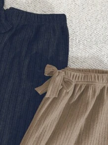 EURMUSE 100% Cotton 2Pcs  Striped Lounge Bottom - Multicolor - View 3