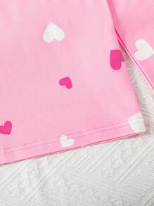 SHEIN 1 Set Girls Lingerie, Heart Pattern, Pale Pink Long Sleeve & Long Pants Regular Fit Underwear Set, Simple Design For Easy Matching (Sets Sold Separately) - Pink - View 5