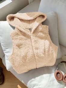Comfortcana Jaket Kasual Tanpa Lengan dengan Resleting Depan untuk Wanita, Cocok untuk Musim Gugur/Dingin - Aprikot - View 2