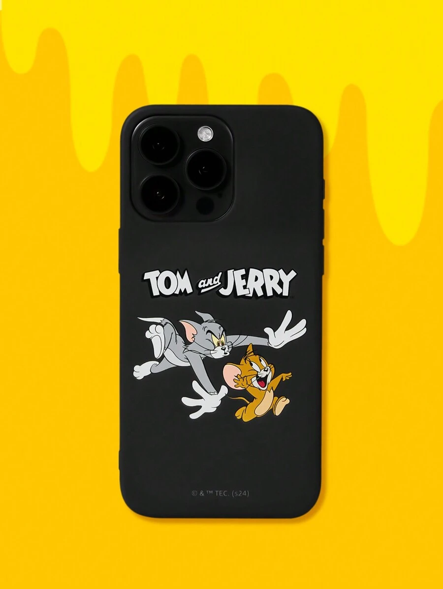TOM & JERRY X SHEIN Ốp lưng điện thoại in họa tiết Tom & Jerry vui nhộn - màu đen - Xem 1