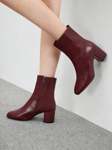 CUCCOO BIZCHIC Botas de media pantorrilla vintage desgastadas 2024, botas de caballero retro, botas cortas, marca de moda para botas de mujer para zapatos de primavera, vacaciones de primavera, Pascua, Navidad, Día de San Valentín - Burdeos - Ver 1