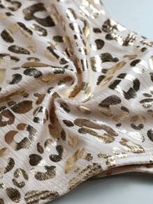 Swim DD+ Conjunto de bikini sexy de mujer con estampado de leopardo, sujetador con lazos en el cuello, para verano