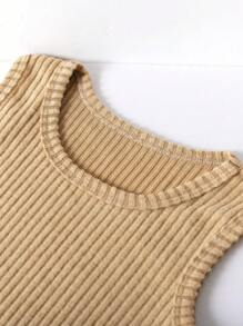 SHEIN 3pcs/Set Girls Casual Ribbed Long Sleeve Hooded Sweatshirt + Patched Decor Vest + Flared Pants Warm Outfit, Comfortable For Autumn/Winter Daily Wear, Create Fashionable Look