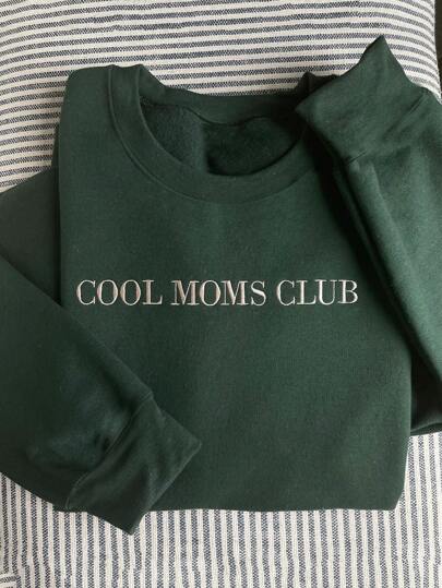 INAWLY Cool Mom Club 运动衫、刺绣 Cool Mom 运动服、刺绣圆领毛衣、母亲节礼物、送给妈妈的礼物