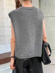 Dazy Star Jersey sin mangas de mujer con cuello en V de color liso, para primavera y otoño