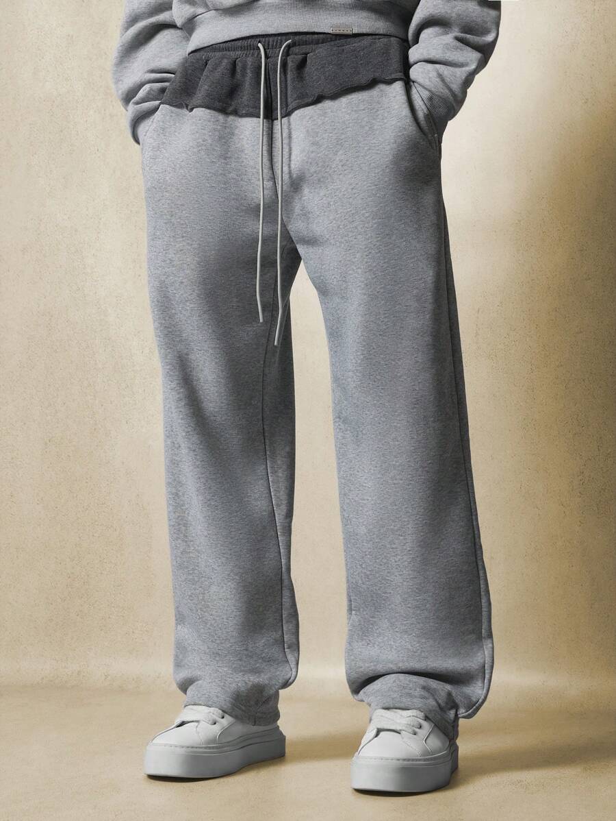 SUMWON Quần nỉ thể thao dáng trượt patin cạp rút dây, ống rộng, quần tập luyện mùa đông, mặc ở nhà, quần thể thao thường ngày thoải mái, phong cách thể thao - Xám - Xem 1