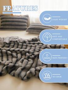 1pc Solid Color Blanket, Bedding, Cozy And Warm Blanket, Skin-Friendly And Soft Nap Blanket, No Shedding And Easy Care, Minimalist Home Textile, Multi-Purpose Blanket For Sofa, Bedroom, Living Room, Decorative Blanket For Bed, Couch, Sofa, Suitable For All Seasons, Valentine's Day Gifts, Machine Washable - Grey - View 4