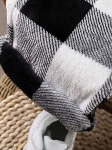 适合青少年男孩的休闲黑白格子宽松直筒蓬松裤 - 黑與白 - 查看 4