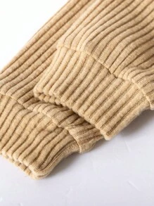 SHEIN 3pcs/Set Girls Casual Ribbed Long Sleeve Hooded Sweatshirt + Patched Decor Vest + Flared Pants Warm Outfit, Comfortable For Autumn/Winter Daily Wear, Create Fashionable Look