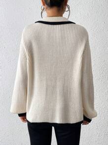 Chiquease Women's Solid Color Patchwork Long Sleeve Simple Casual Top, For Everyday Wear