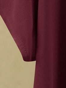 EMERY ROSE Plus Size Casual Solid Color Batwing Sleeve Top And Pants 2pcs Suit - Burgundy - View 6