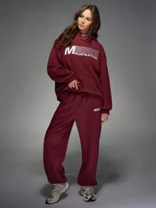 MISSGUIDED Pantalones de chándal de felpa deportiva con ajuste holgado y relajado, pantalones para el invierno, ropa deportiva casual con bolsillos laterales, cintura elástica y tobillos acanalados