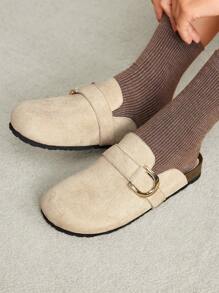 Solecia Mocasines planos casuales de unicolor para mujeres, nuevos para año nuevo, día de San Valentín - Albaricoque - Ver 7