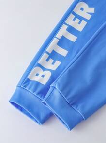 SHEIN 2pcs Tween Boys Casual Big Logo Print Long Sleeve Hoodie And Sweatpants Set