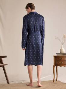 EverLounge Men's Front Tie Full Print Casual Robe, Long Sleeve - Multicolor - View 3