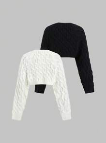 Sweetra 女士短款纯色开衫，休闲日常穿着 Y2K 服装