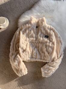 Comfortcana Sudadera informal con cuello alto y cremallera, de color albaricoque, para otoño/invierno