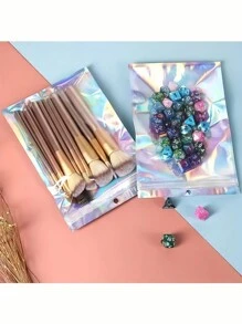 SHEIN 50 个各种尺寸的激光彩虹礼品袋，可重复使用的拉链袋，带有自封激光彩虹设计，适用于小型企业糖果袋和前窗样品袋，自封袋，节日礼品糖果袋 - 彩色 - 查看 5