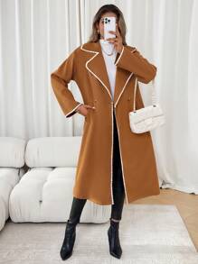 Chiquease Women's Elegant French Style Casual Tweed Patchwork Jacket Fall Cloth For Women - Coffee Brown - View 4