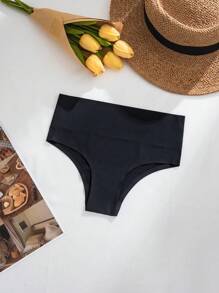 Contrast Mesh No-Show Shapewear Panty - Black - View 5