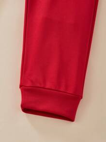 2pcs Girls Heart Allover Print Sweatshirt And Sweatpants Set, Cute Casual Thanksgiving Outfit - Red - View 6