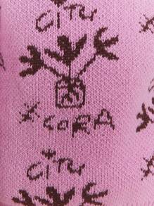 SHEIN Blusa casual de manga larga con estampado gráfico y detalle de botones delanteros para niñas preadolescentes - Rosa - Ver 7