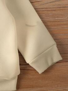 Áo nỉ dài tay cổ tròn bằng vải nỉ in hình người bánh gừng và ván trượt cho bé trai, kiểu dáng thường ngày, thích hợp cho mùa thu/đông hoặc dịp Giáng sinh. - Màu be - Xem 8