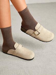 Solecia Mocasines planos casuales de unicolor para mujeres, nuevos para año nuevo, día de San Valentín - Albaricoque - Ver 8