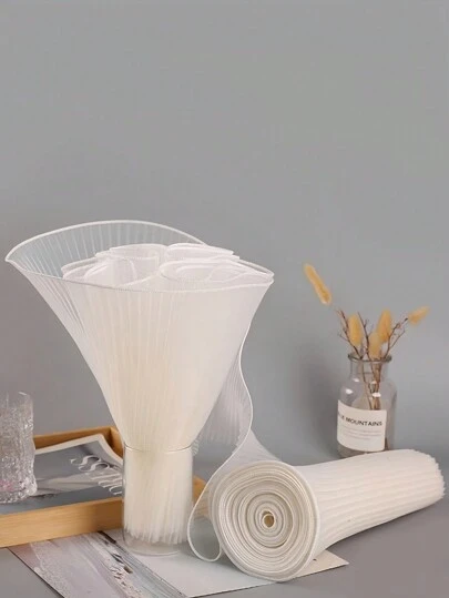 SHEIN 1 条 28*200 厘米/28*400 厘米皱纹欧根纱丝带，用于礼品包装和插花，适合生日、派对、婚礼、家居装饰，（无仿珍珠边）返校情人节