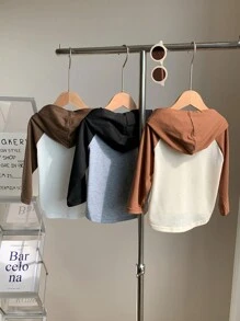 SHEIN Conjunto de 3 sudaderas holgadas con capucha para bebé niño/niña aptas para primavera, otoño, uso interior y exterior, escuela - Multicolor - Ver 2