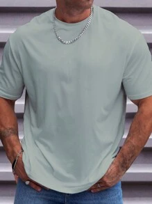 Manfinity Dauomo Áo thun & Áo lót Nam màu trơn Giải trí - Xám - Xem 1