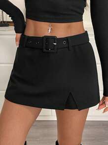 SHEIN EZwear Pantalones cortos sencillos lisos para mujer, uso casual de todos los días - Negro - Ver 4