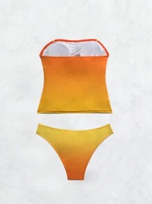 Bộ đồ bơi Tankini thời trang bo gấu ombre cho nữ - màu đen - Xem 2