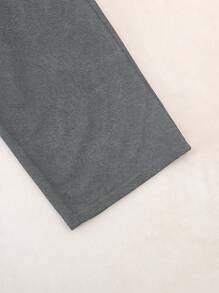 Girls' Casual Versatile Simple Elastic Drawstring Pocket Gray Sweatpants, Suitable For Daily School And Leisure Wear - Dark Grey - View 5