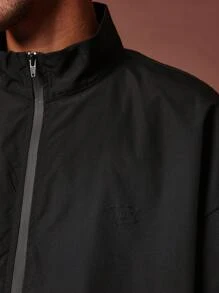 SUMWON Regular Fit Zip-Up Nylon Tracksuit And Jogger Pant 2 Piece Set - Black - View 6