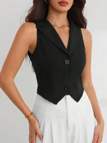 Firerie Lapel Collar Button Front Waistcoat In Fall/Winter