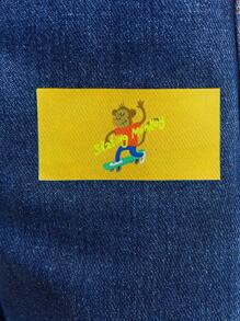 SHEIN Young Boy Front Button Pocket Simple Design Casual Jeans, Daily Wear - Blue - View 3