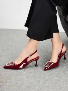 CUCCOO BIZCHIC Women's Pointed Toe High Heel Shoes, Vintage Classic Style, Comfortable & Versatile, New Office/Work Red Patent Leather Pumps Valentines - Burgundy - View 4