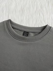 Slaydiva 休闲涂鸦邪恶熊图案圆领长袖宽松短款连帽衫和短裤 2 件套女士适合春秋季 - 灰色 - 查看 5