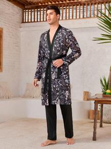 Manfinity ChillVibe Herren Zuhause Set (Bademantel + Hose)