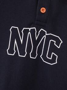 SHEIN Boys' Patchwork Colorblock Polo Shirt With Collar Detail - Orange - View 3