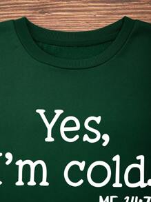 INAWLY 标语图案保暖内衬卫衣，长袖上衣，毕业季、返校季、毕业季、教师节女款，返校季套头衫，秋季卫衣 - 墨綠色 - 查看 3