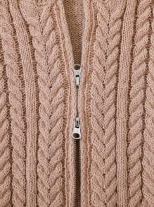 Suéter de niña preadolescente de manga larga con trenzas, informal para otoño/invierno - Camel - Ver 3