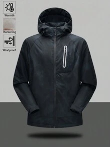 Gym Rark Boyfriend Style Men's Solid Color Raglan Sleeve Zipper Front Hoodie Sports Jacket - Black - View 1